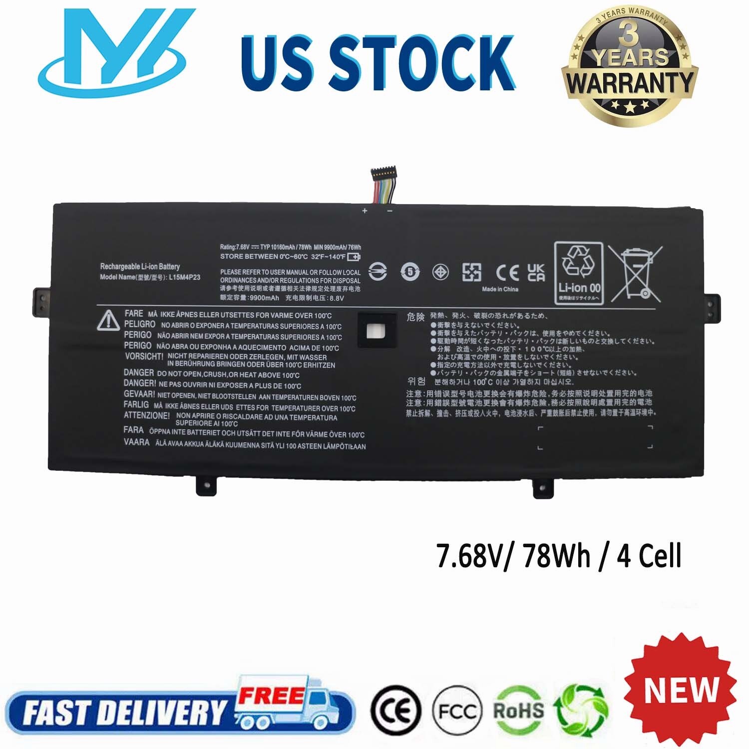 ✅New L15M4P23 L15C4P23 L15C4P21 Battery For Lenovo Yoga 910 910-13IKB 5 Pro