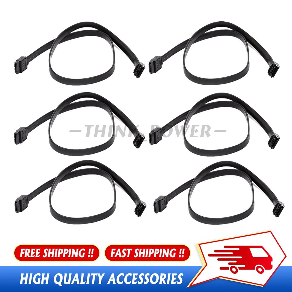 SATA III Cables Straight to Straight Angle SSD HDD Hard Drive Black 6x Pack 15''