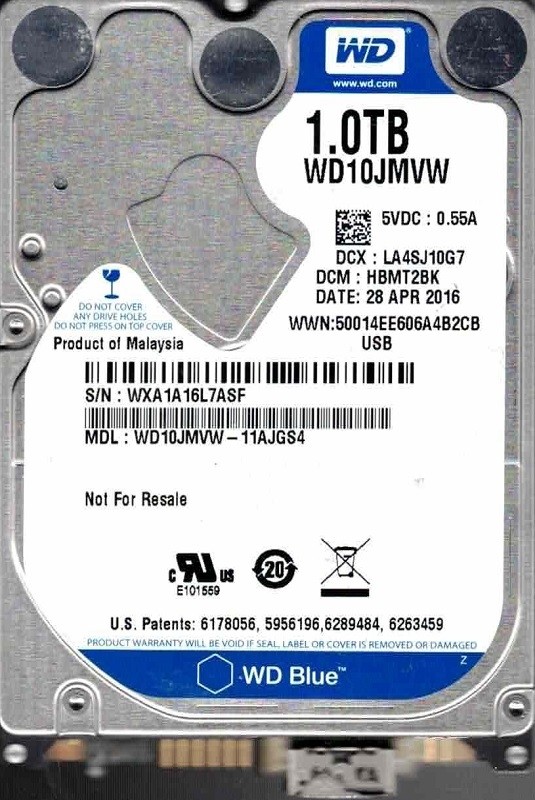 WD10JMVW-11AJGS4 DCM: HBMT2BK WXA1A APR 2016 Western Digital 1TB