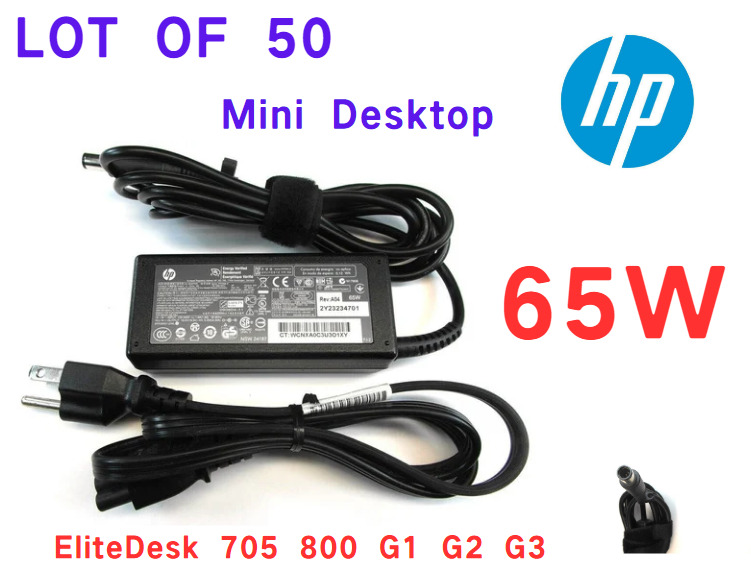 Lot 50 Genuine HP EliteDesk 705 800 G1 G2 G3 Mini Desktop 65W AC Adapter Charger