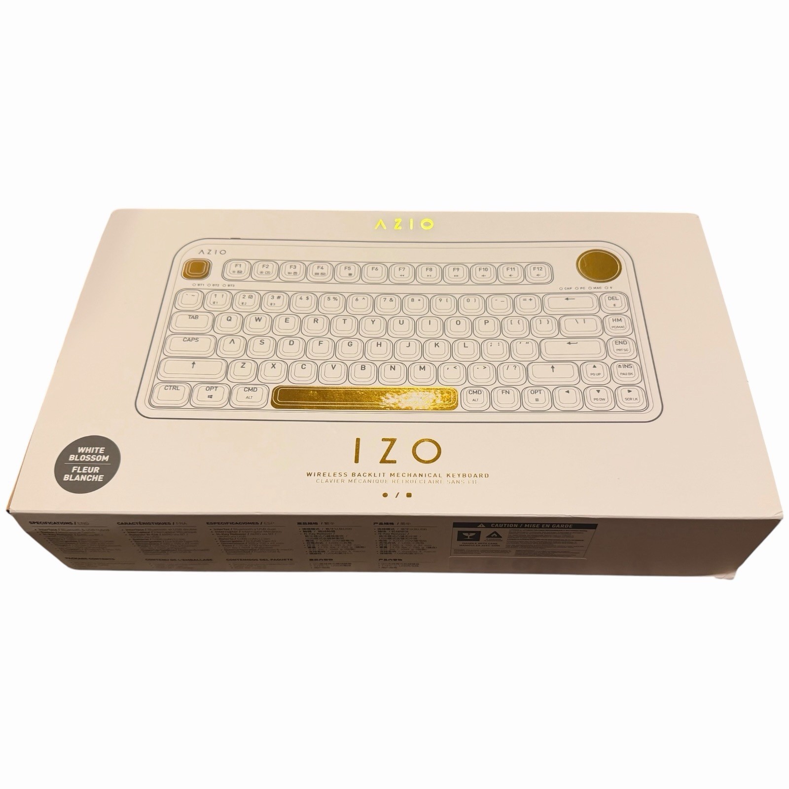 Azio IZO Wireless Bluetooth Mechanical Keyboard LED Backlit White Blossom 