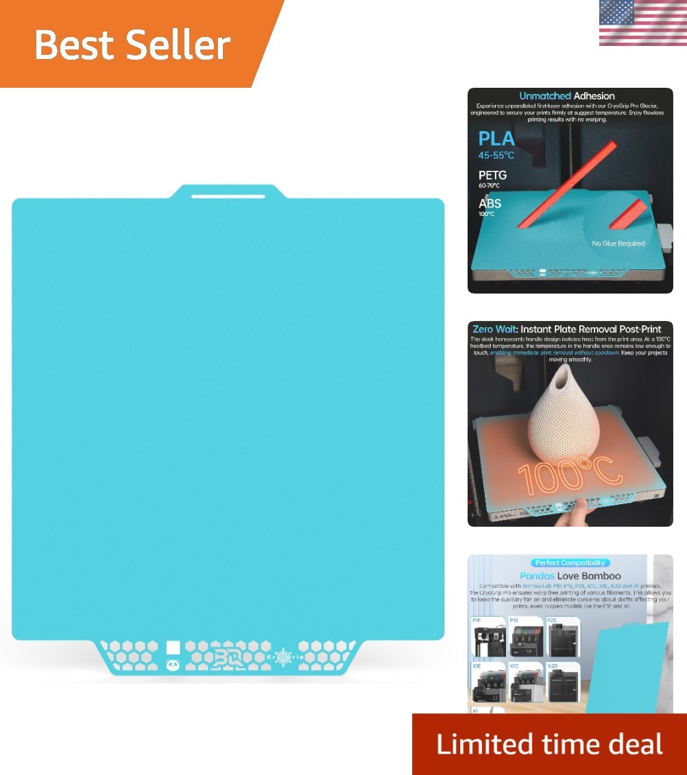 Durable CryoGrip Pro Glacier Build Plate - Ideal for Bambu-Lab 3D Printing Needs