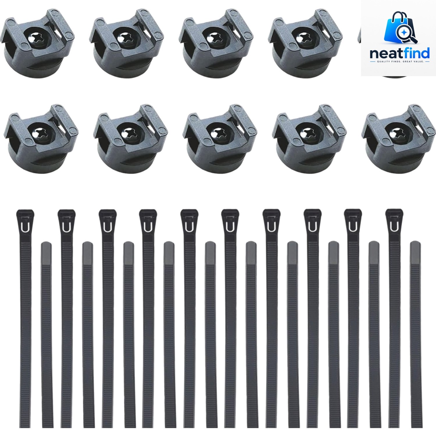 Magnetic Cable Zip Mounts 22mm Magnetic Wire Holder Kit 10 Magnets 20 Ties