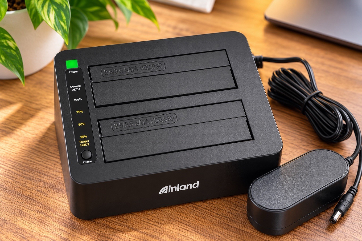 Inland Dual Bay 2.5/3.5 SATA HDD SSD Docking Station Duplicator Cloner