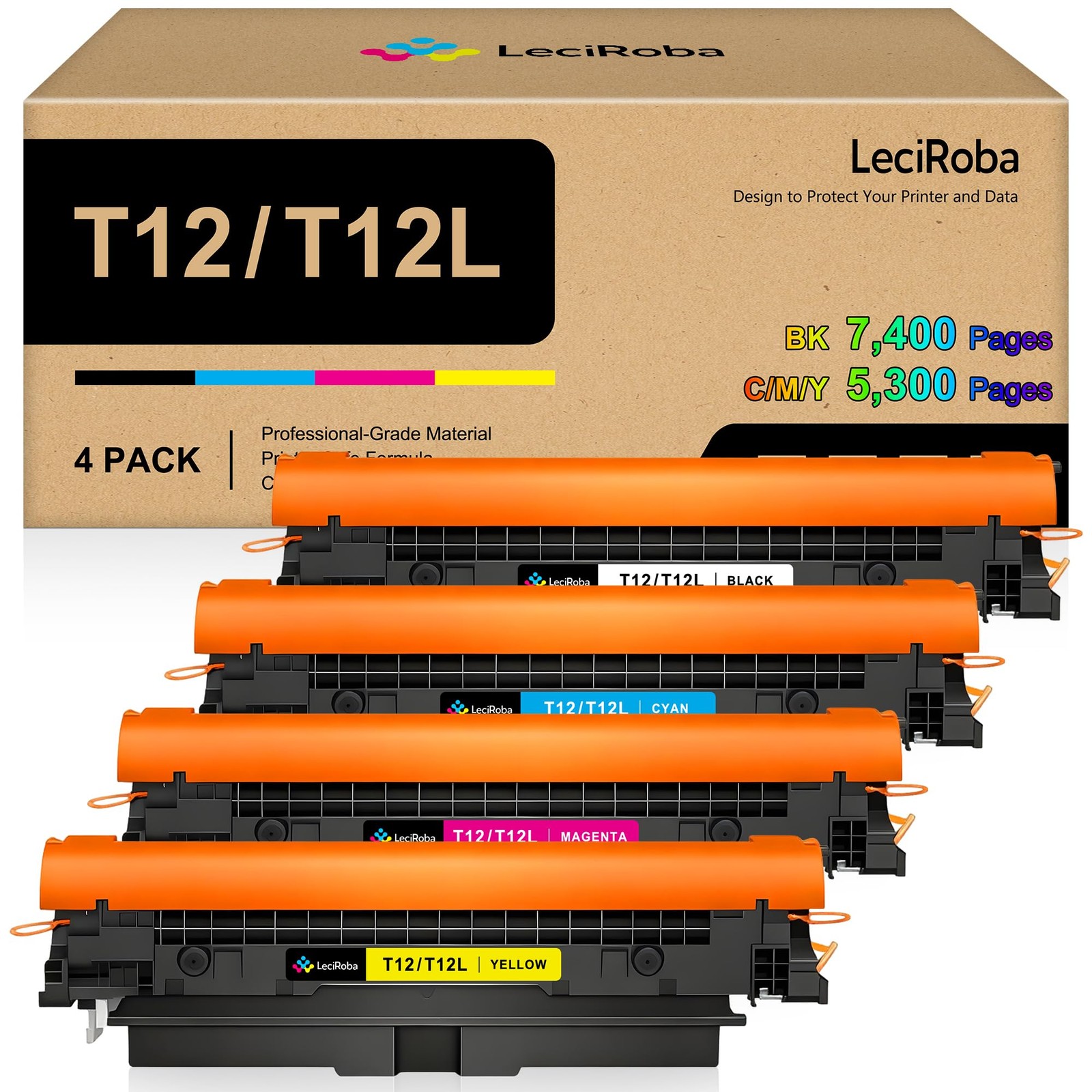LeciRoba Compatible T12 T12L Toner Cartridge High Yield, 4PK