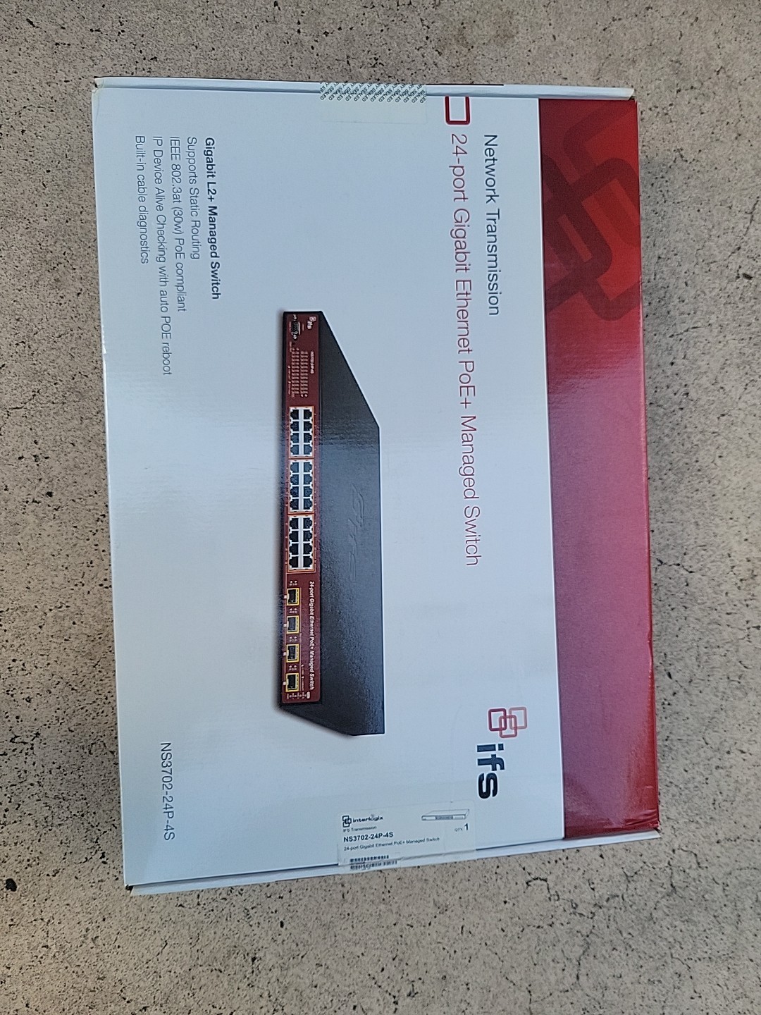 IFS INTERLOGIX NS3702-24P-4S SFP POE+ Managed Network Switch