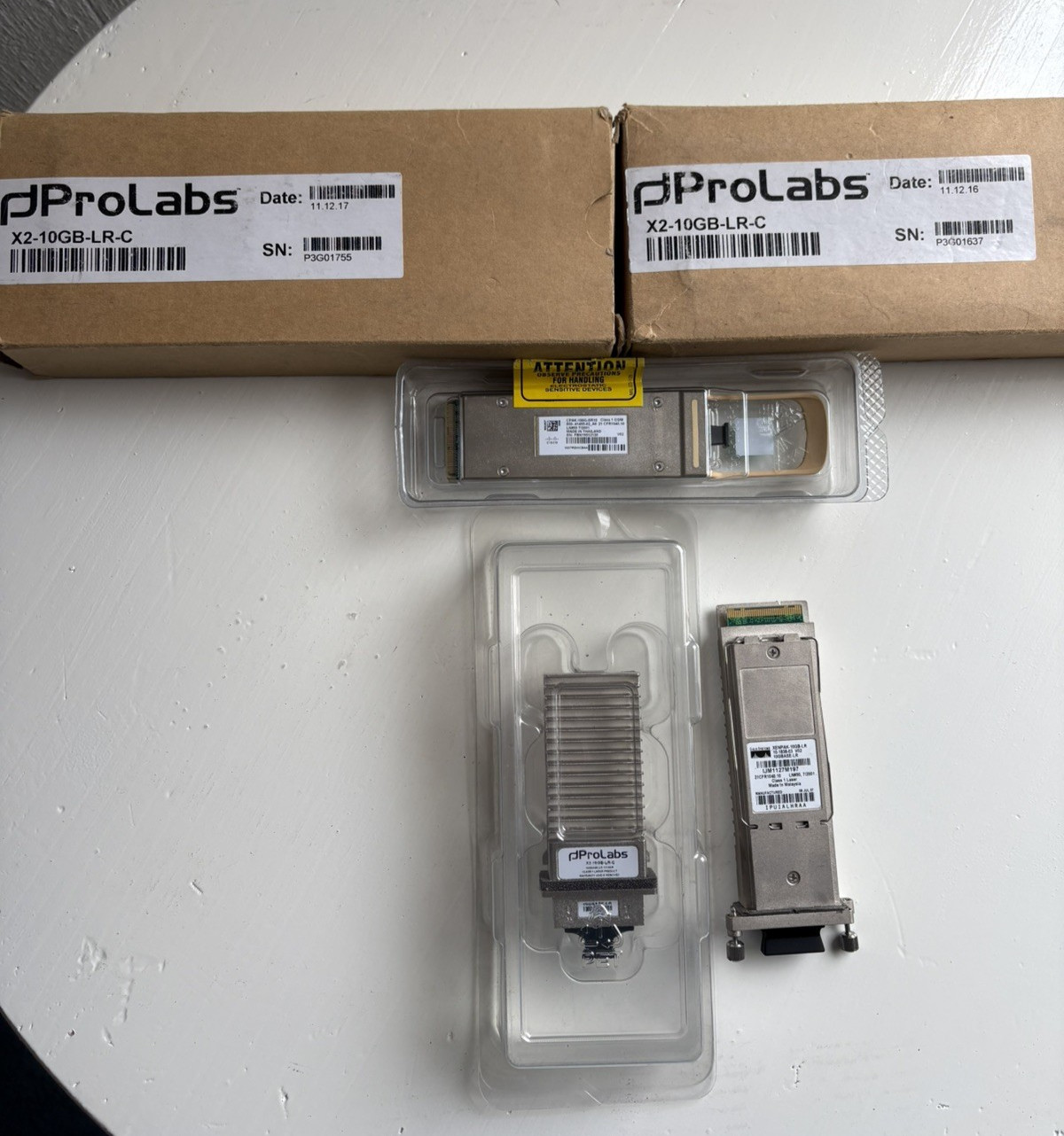 Five (5) Transceiver Modules Cisco XenPak-10GB-LR Cisco Cpak-100G-SR10 &ProLabs