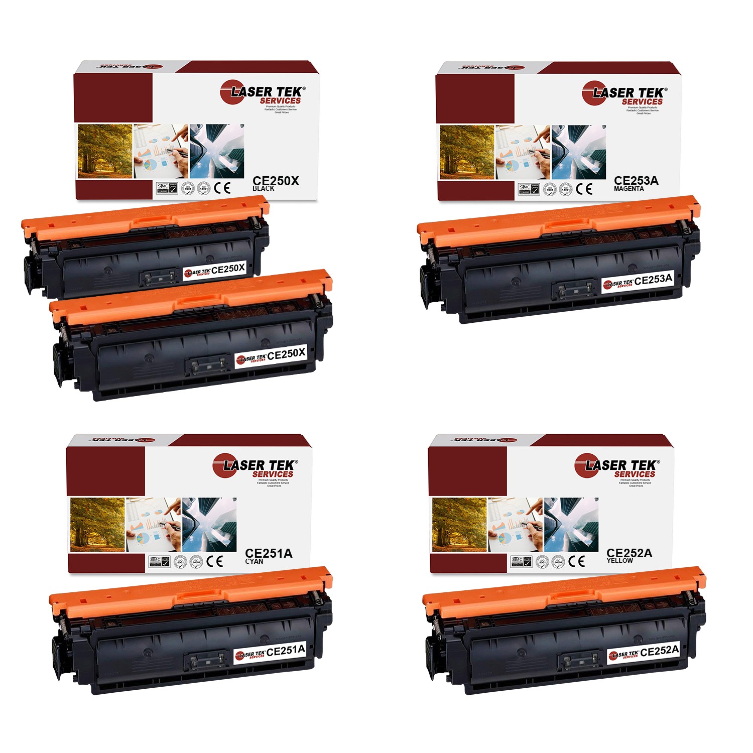 5Pk LTS 504X BCMY HY Compatible for HP LaserJet CM3530 CP3525 Toner Cartridge