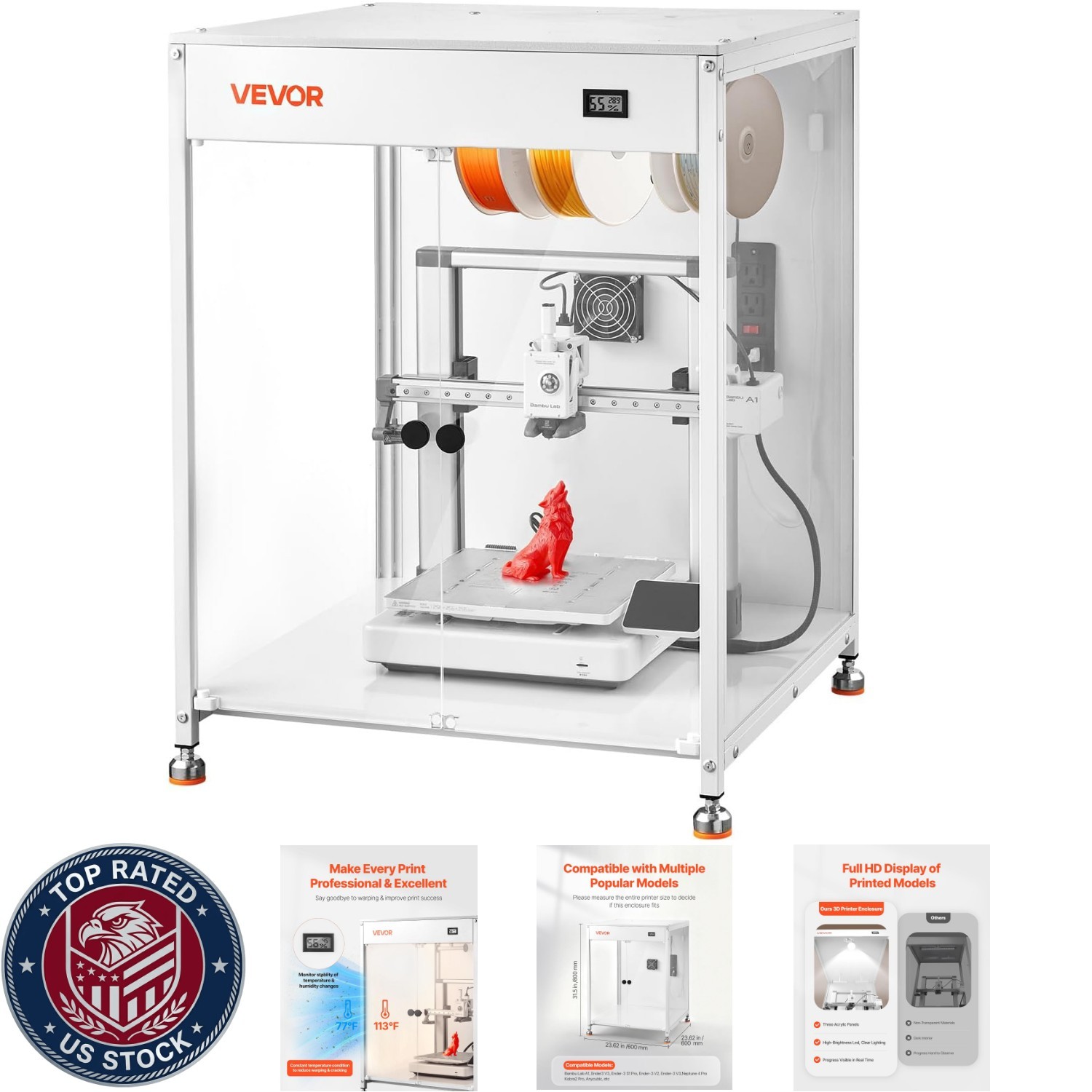 3D Printer Enclosure With Ventilation, Dustproof Waterproof Transparent Acrylic