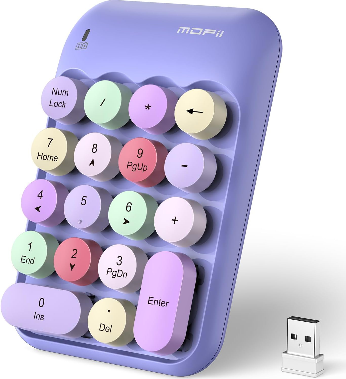 MOFII Cute Colorful Wireless Number Pad - 18 Keys, Portable 2.4 GHz with Stable