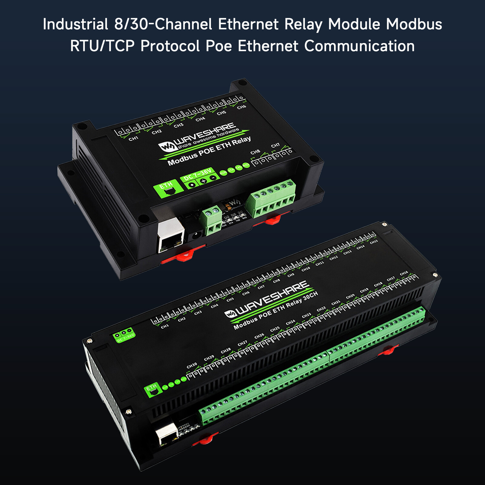 Industrial 8/30-Channel Ethernet Relay Module Modbus RTU Protocol Poe Ethernet U