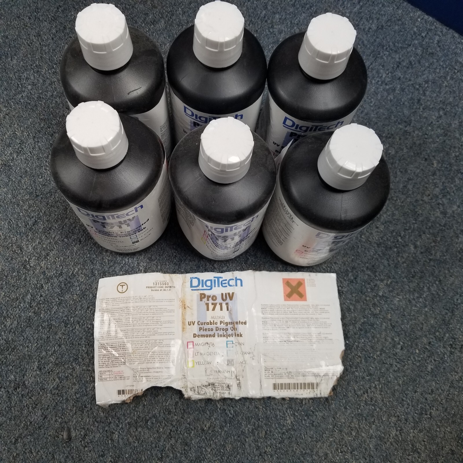 DigiTech Pro UV 1711 6x1lt Black UV Curable Inkjet Ink For Flatbed Printers