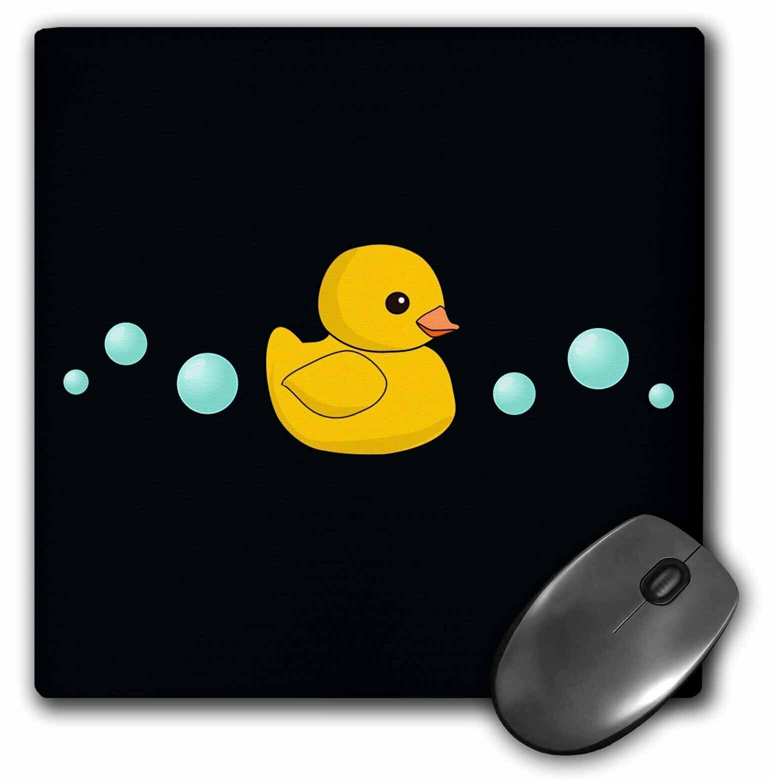 3dRose Cute Yellow Rubber Duckie cartoon with soap bubbles - kawaii ducky on bla