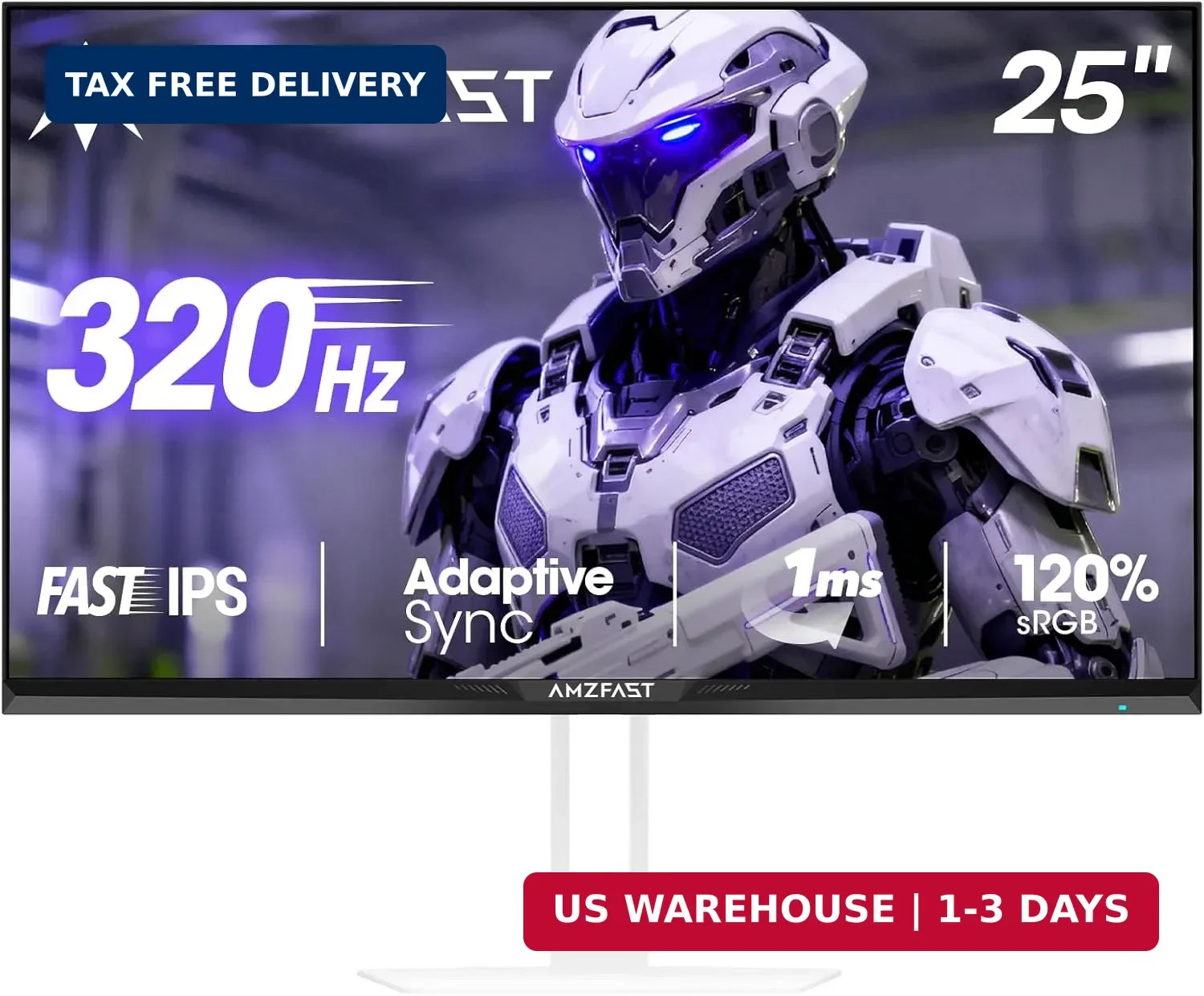 Amzfast 25 Inch White Gaming Monitor 320Hz/300Hz/240Hz, FHD 1080P 1ms Fast IPS M