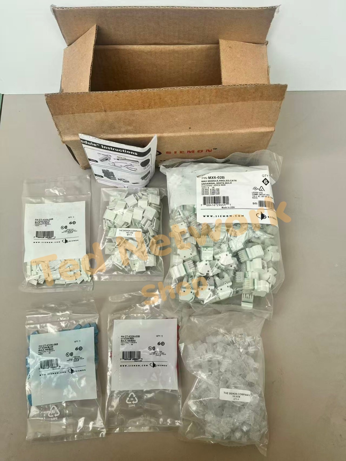 100 Pcs SIEMON MX6-02B Outlet  MAX CAT6 RJ45 Network Jack WHITE BULK New