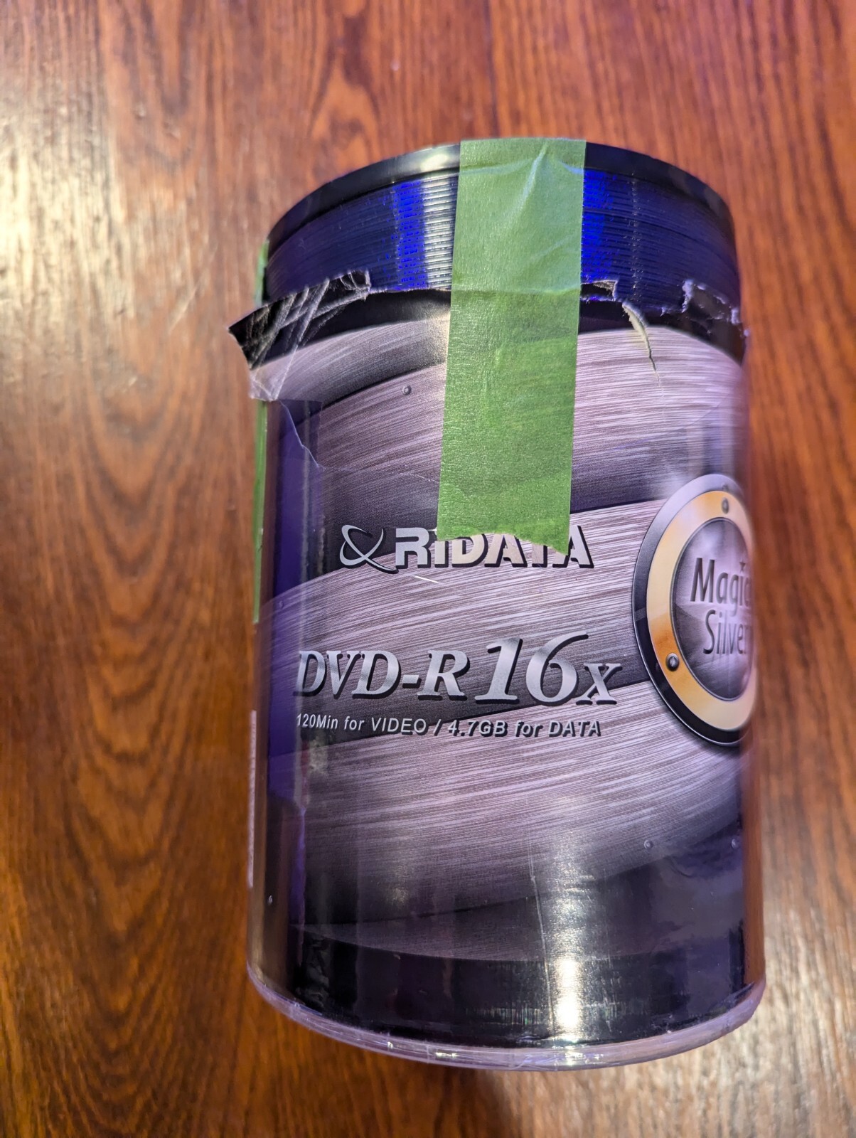 RiDATA DVD-R 16X MAGIC SILVER 100 PCS / 120 MIN FOR VIDEO / 4.7 GB FOR DATA 