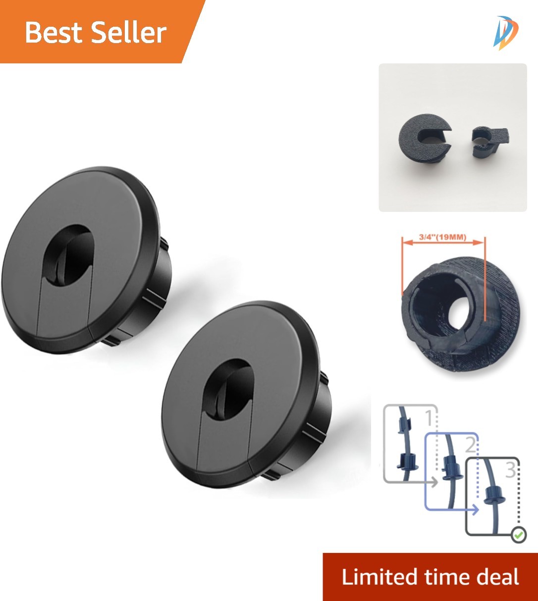 Durable Plastic 2PCS Wall Hole Bushings for Efficient Starlink Cable Management