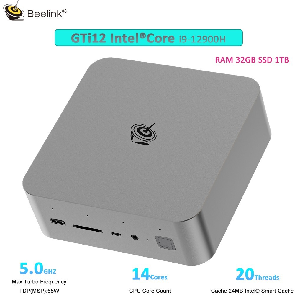 Mini Pc Beelink GTi12 Intel i9-12900H Game Computers RAM32GB SSD1TB Dual LAN2.5G