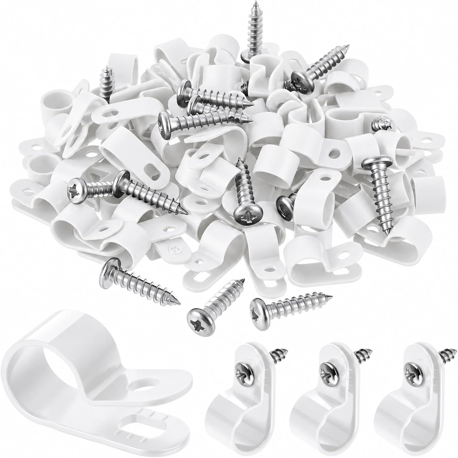 1/2Inch 100 Pcs Rope Light Clips P-Style Cable Clips, Black