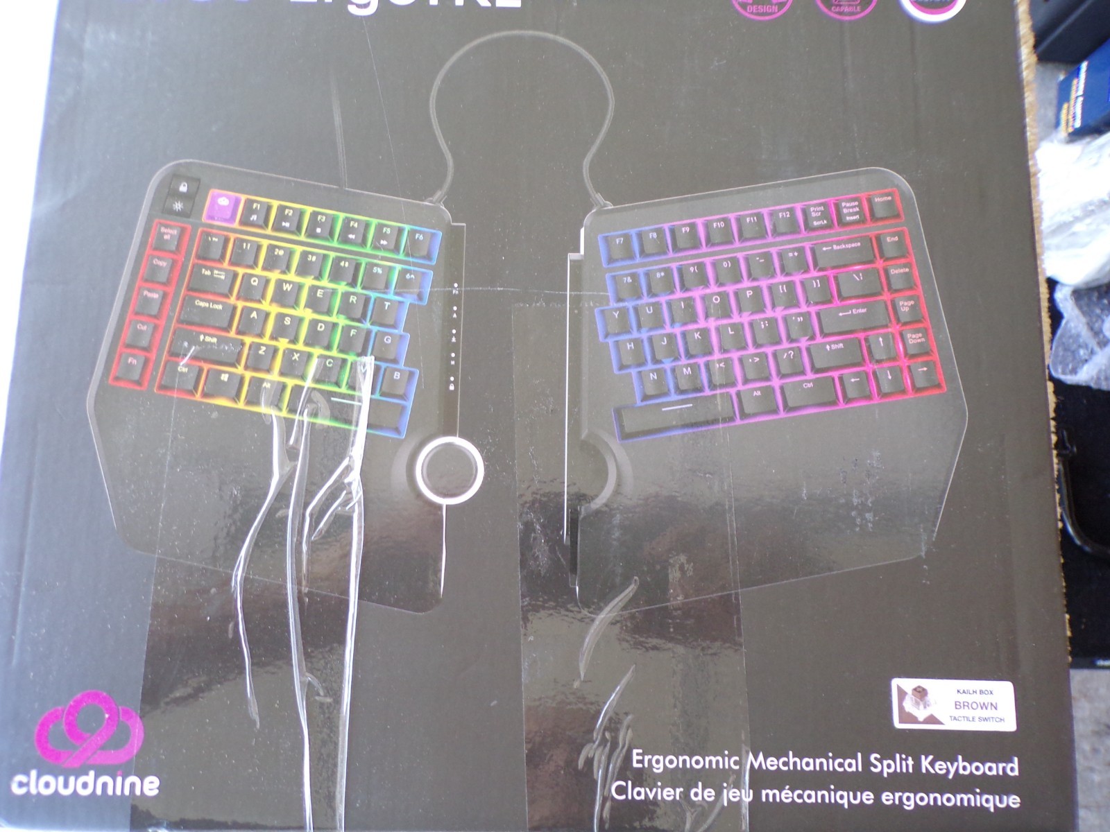 Cloud Nine C959 ErgoTKL Ergonomic Mechanical Keyboard - Kailh Brown Tactile @pS