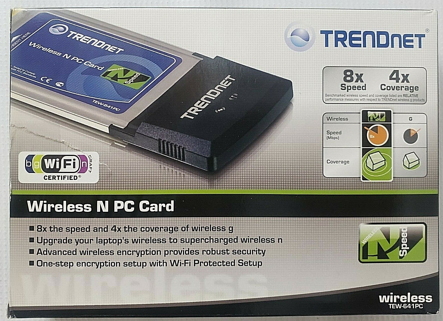 Trendnet TEW-641 Wireless N PC Card  WIFI 8x Speed 4x Coverage NEW