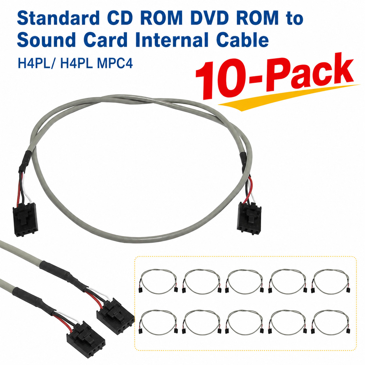 10-Pack Standard CD-ROM DVD-ROM to Sound Card Internal Audio Cable H4PL MPC4
