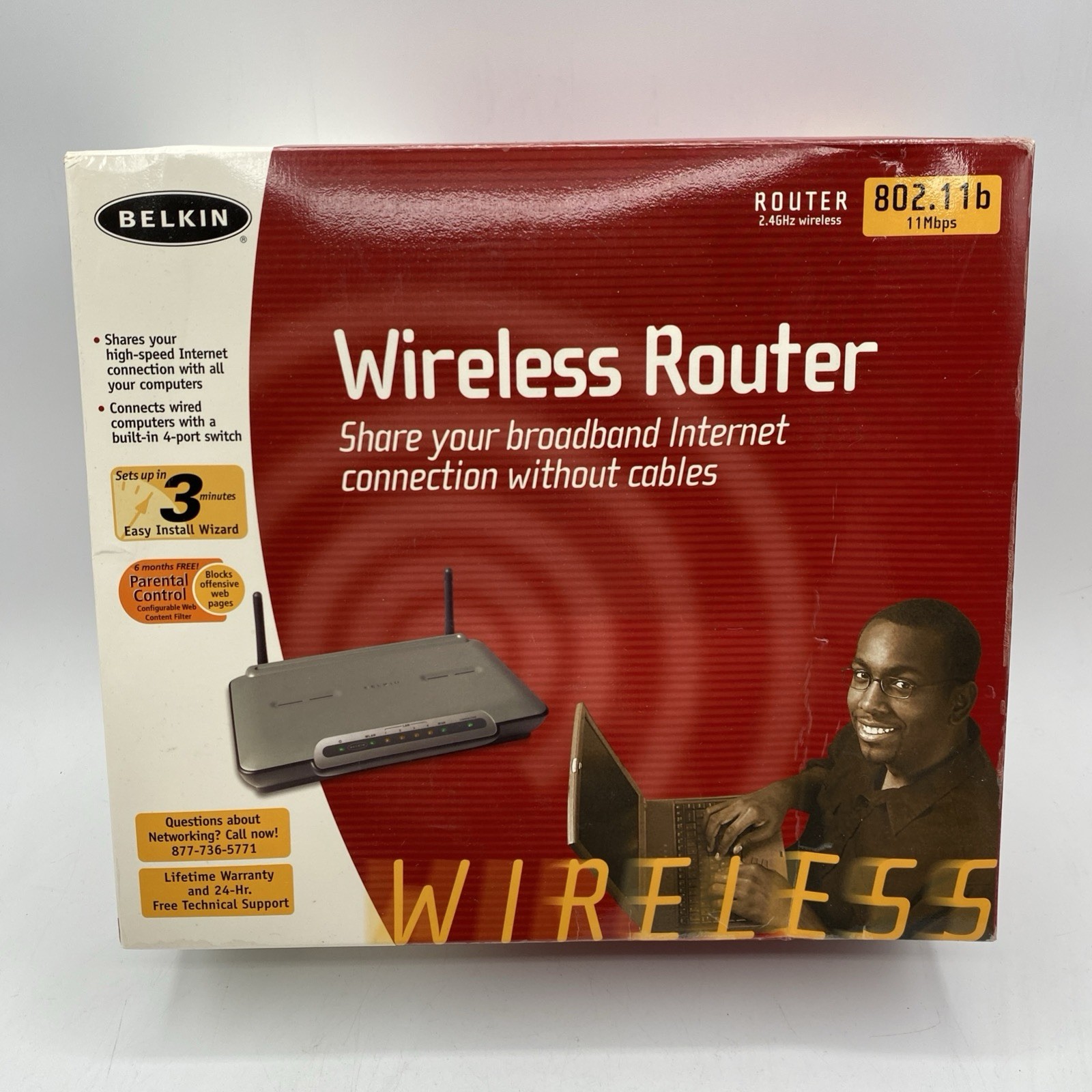 Belkin Wireless Router 802.11g P56949-B 2.4 GHz 4 Ports New/Sealed  EUC