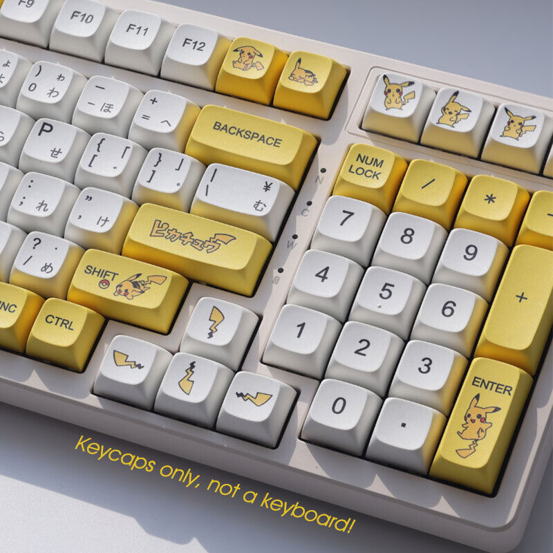Anime Pikachu Pokémon 124 Keycaps set PBT XDA Dyesub fits MX Mechanical Keyboard