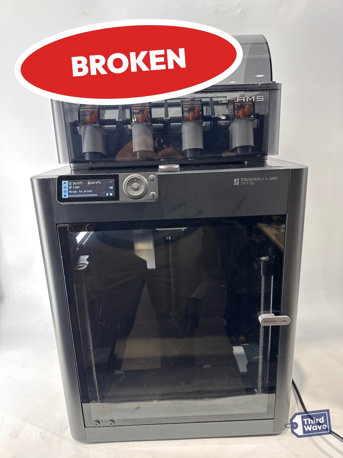 (BROKEN) Bambu Lab P1S Combo 3D Printer AMS Multi-Color High Speed Black