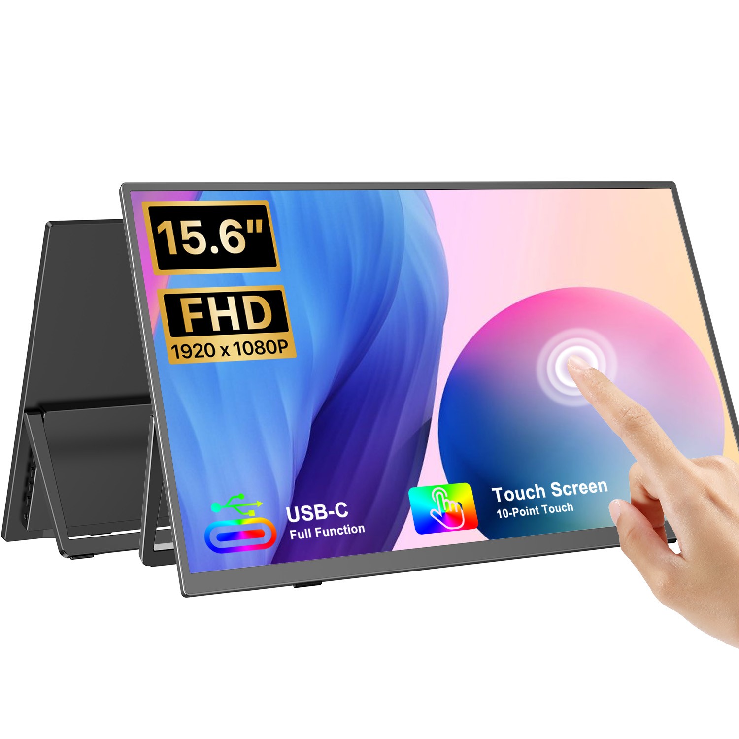 UPERFECT Touchscreen Monitor 15.6" 1920x1080 Portable Monitor USB C PC Screen