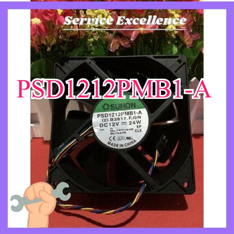 One SUNON PSD1212PMB1-A DC 12V 24W 12CM Server Cooling Fan 120x120x38mm 4-Pin