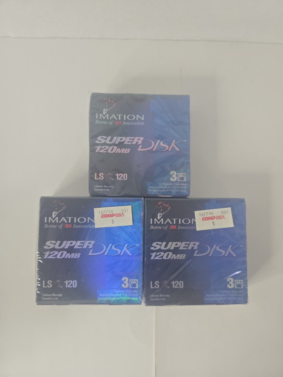 Lot Of 3  Imation SuperDisk Mac Diskette Disk 3.5in 120MB Brand New Sealed