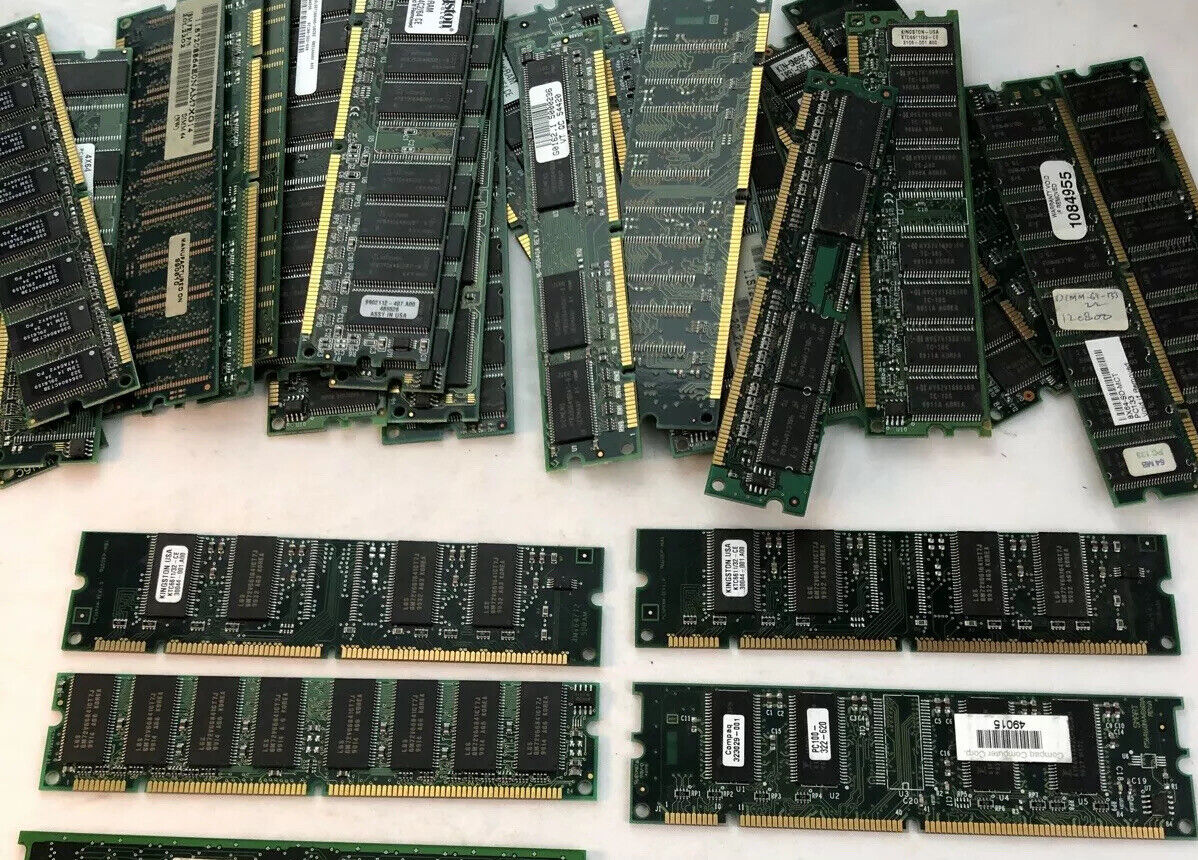 Lot 2x 64MB PC100 168 PIN DIMM SDRAM MEMORY MODULES Total 128mb PC 100 / Non Ecc