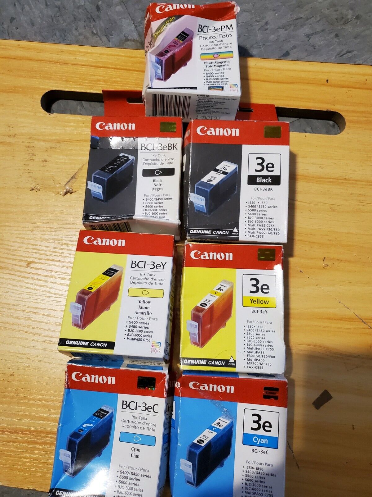 LOT of 7 Canon BCI-3eC (2) BCI- 3eY(2) BCI-3eBK (2),BCI-3ePM (1) Inks cartridges