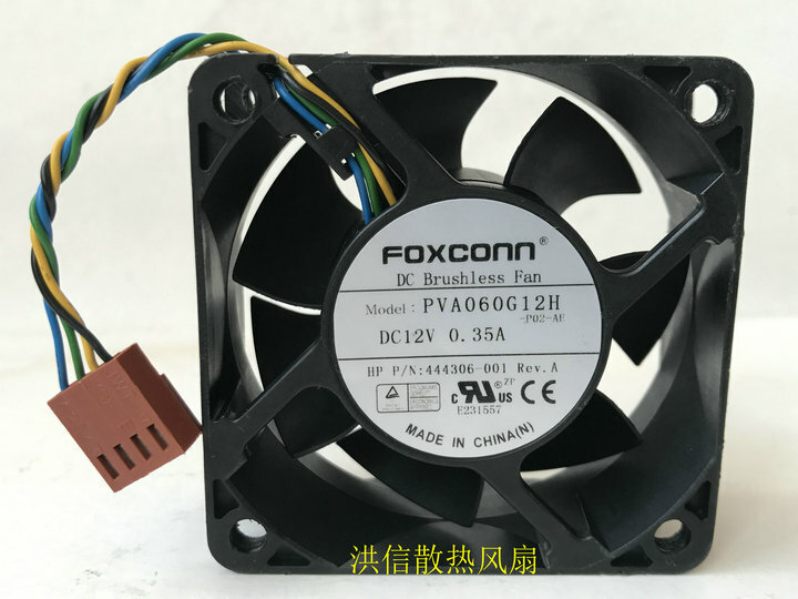 1 PCS FOXCONN Fan PVA060G12H DC 12V 0.35A 6CM 6025 4 pin