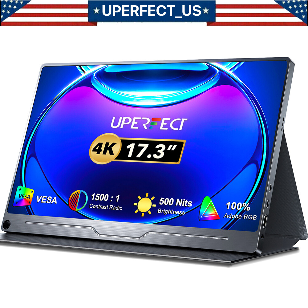 2025 4K Portable Monitor, UPERFECT 17.3" Gaming Monitor 3840x2160 HDMI USB C UHD