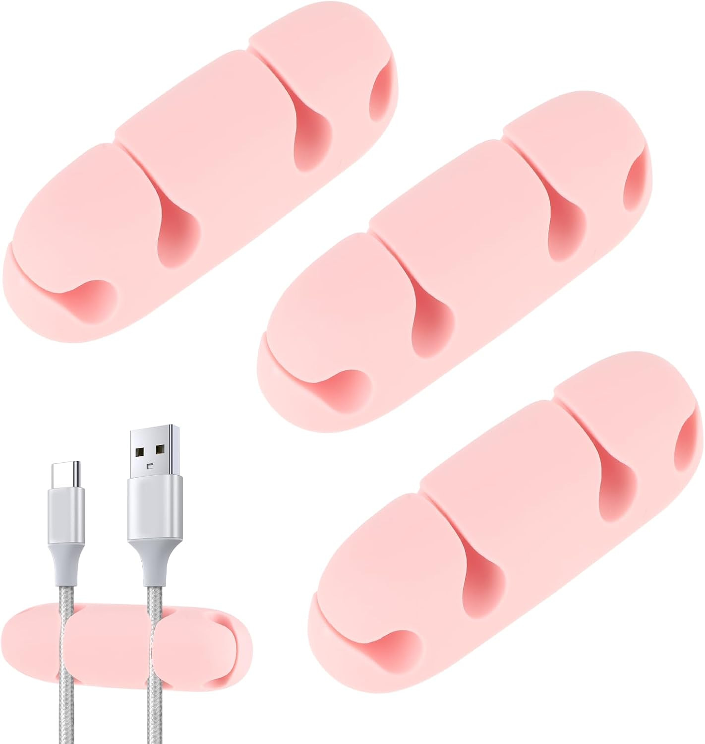 3PCS Cable Clips Cord Wire Organizer Electrical Cable Management Holders 4 Hole