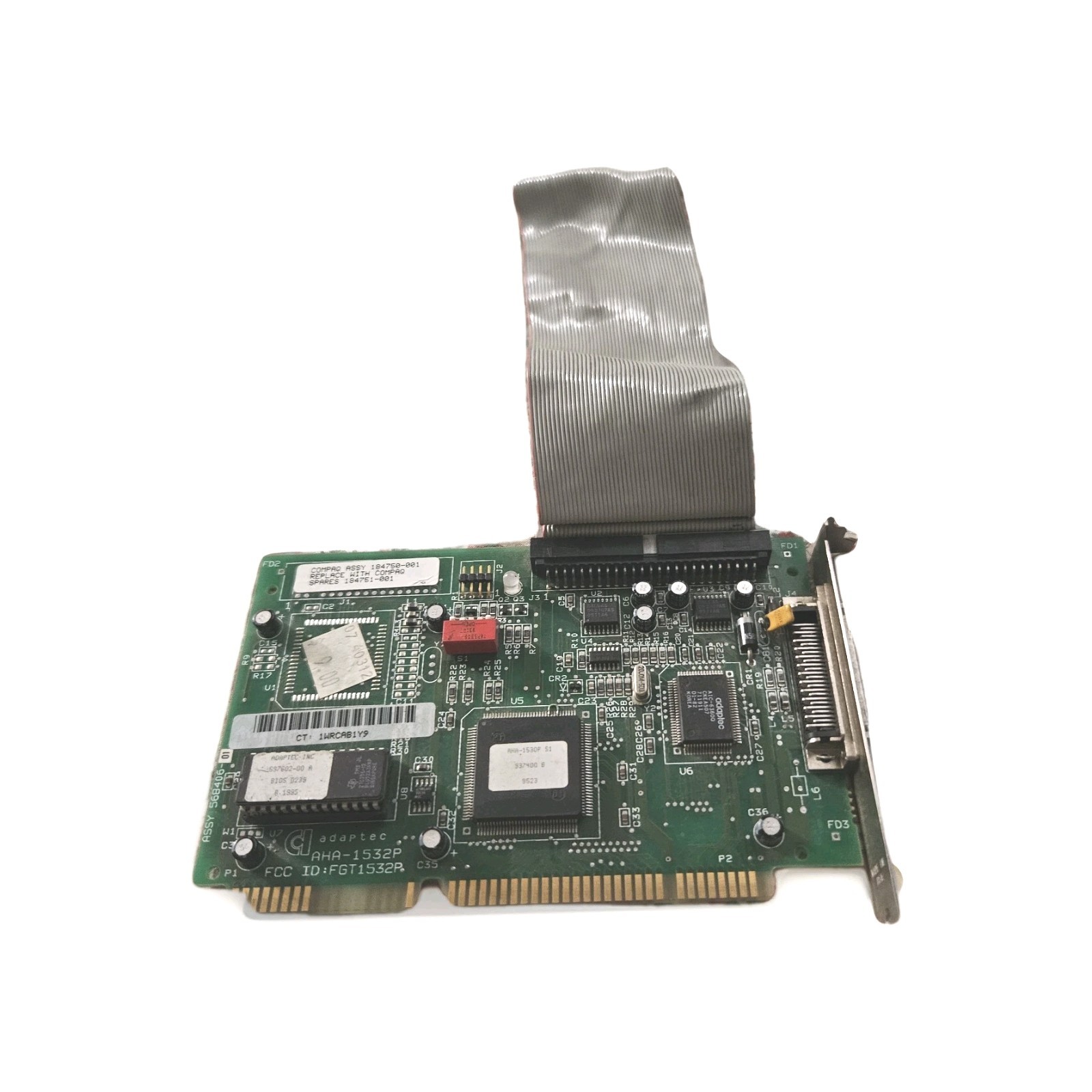 Compaq 184750-001 Adaptec AHA-1532P ISA SCSI Card Bundle w/ PC0011204-01 Cable
