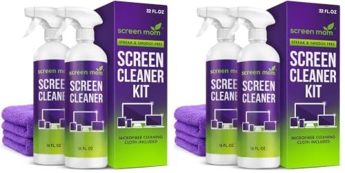 Screen Cleaner Spray 4 Pack - 16oz for TV, Laptop, Computer & Car - Streak-Free
