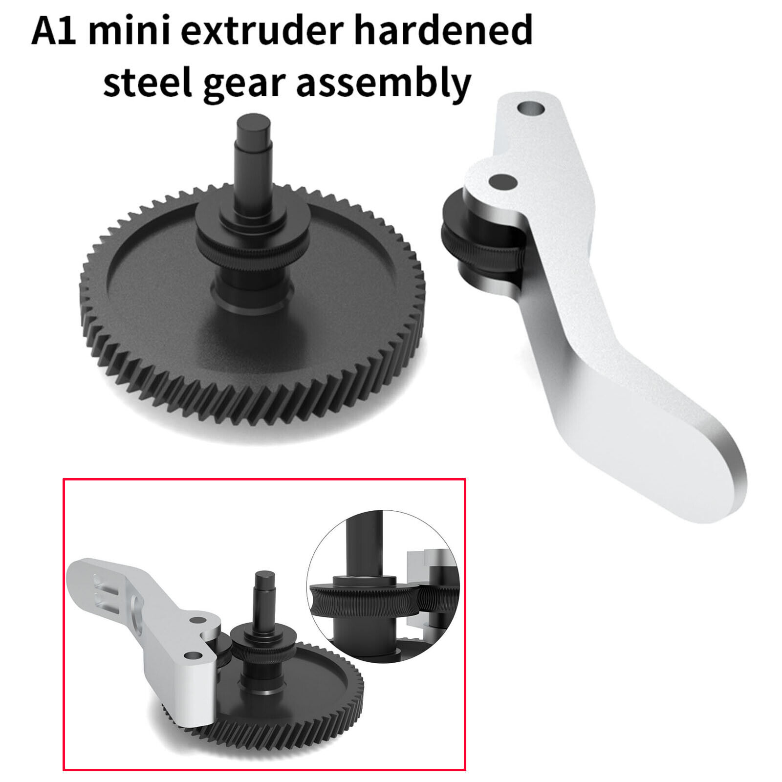 3D Printer Nano-coated Harden Steel Extruder Gear Assembly For Bambu Lab A1 Mini