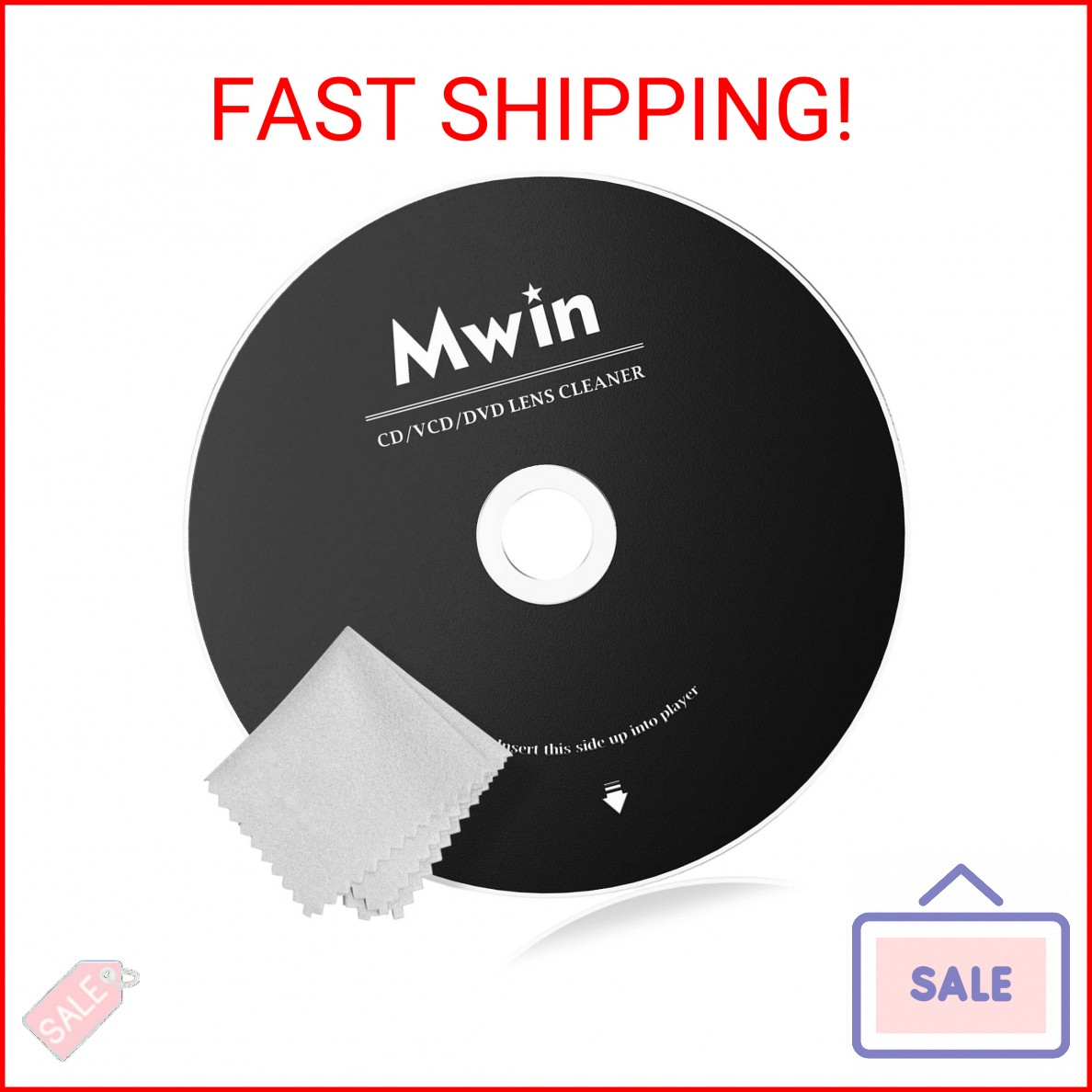 Mwin CD Cleaner Disc for CD Player, Safe and Effective Laser Lens Cleaning Disc,