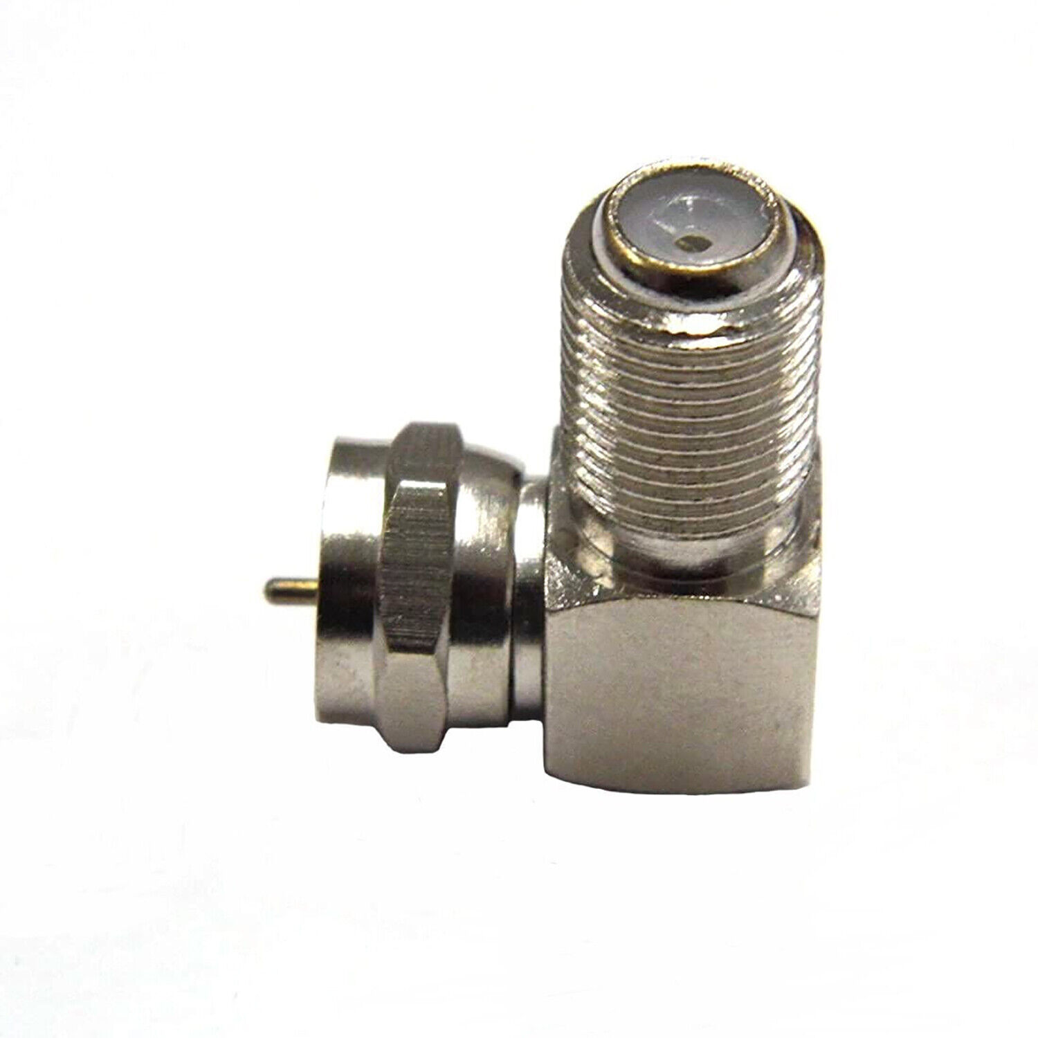 Adapter 90° Degree Right Angled F Female to F Male 75 Ohm (2 Pack)