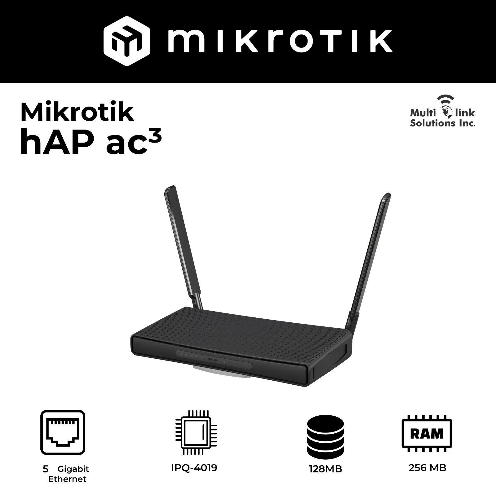 Mikrotik hAP ac3 Wireless Dual-Band Router with 5 GB Ethernet ports US Ver