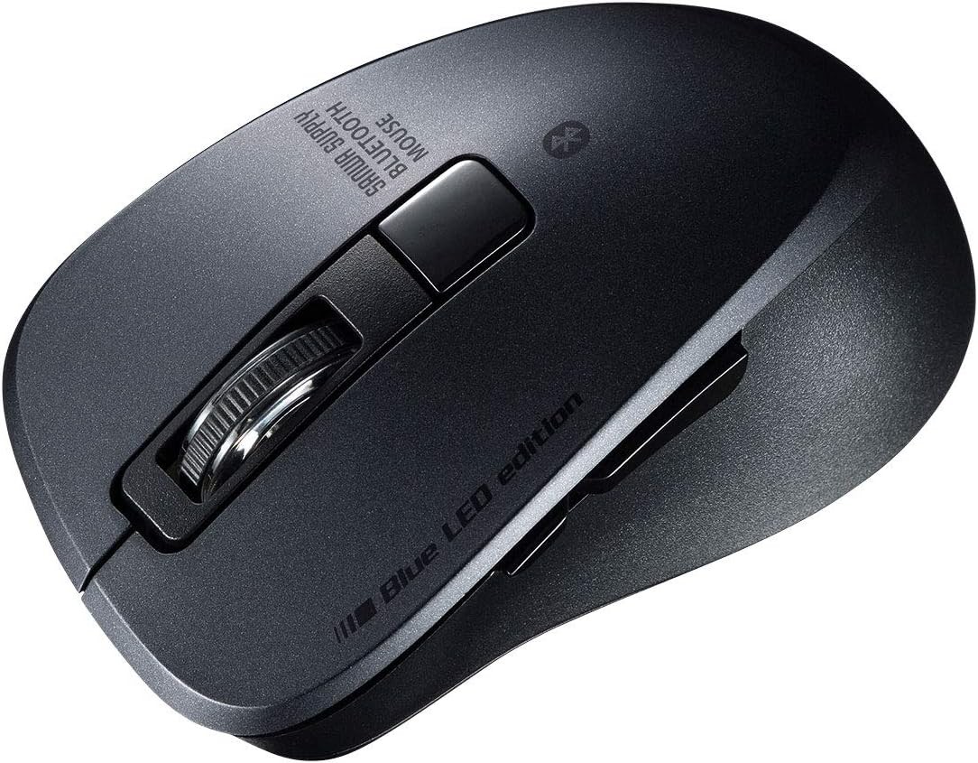 Sanwa Supply Bluetooth 5.0 Mouse Silent Blue LED 5 Buttons Black MA-BTBL155BK