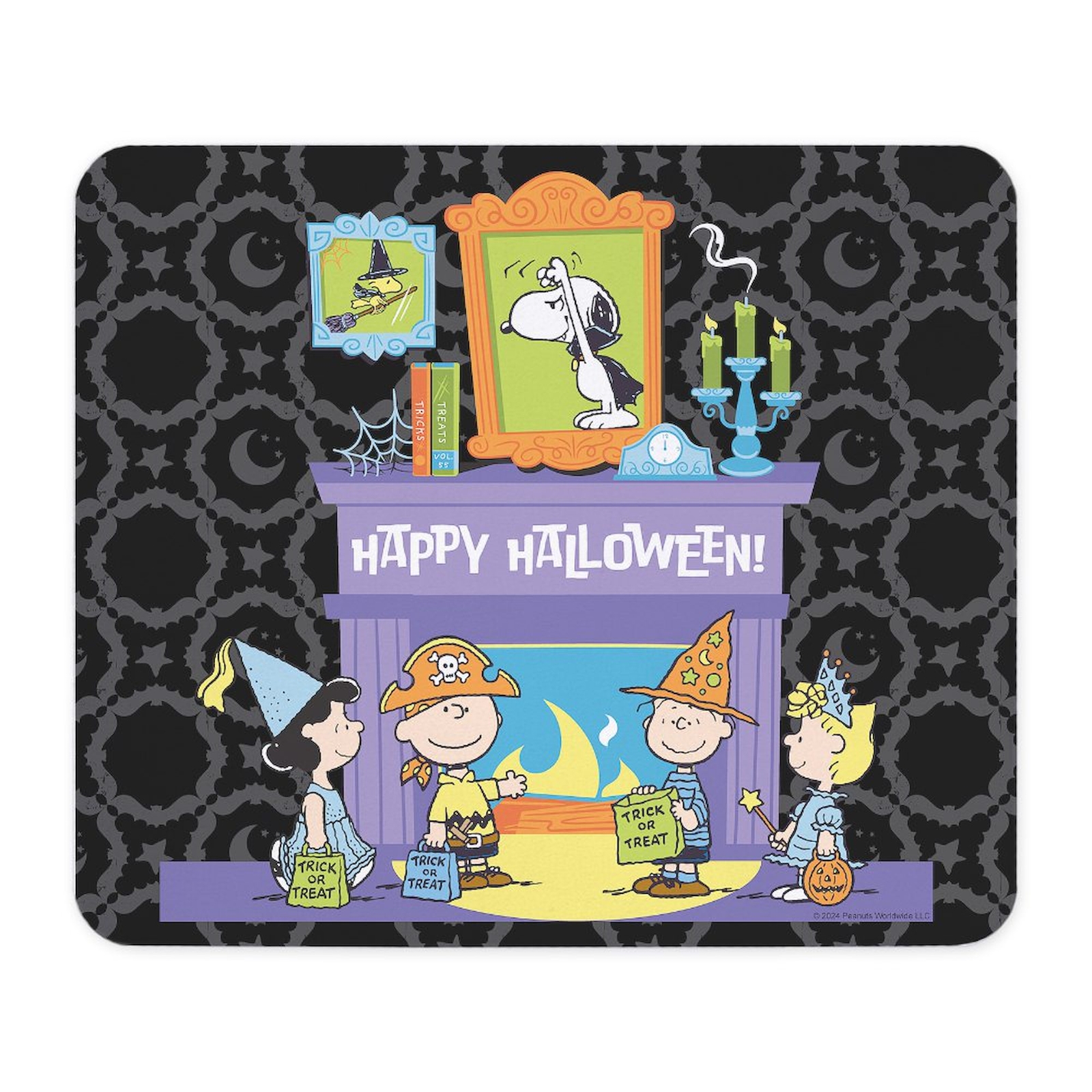 CafePress Peanuts Happy Halloween Fireplace Mousepad  (1223634226)