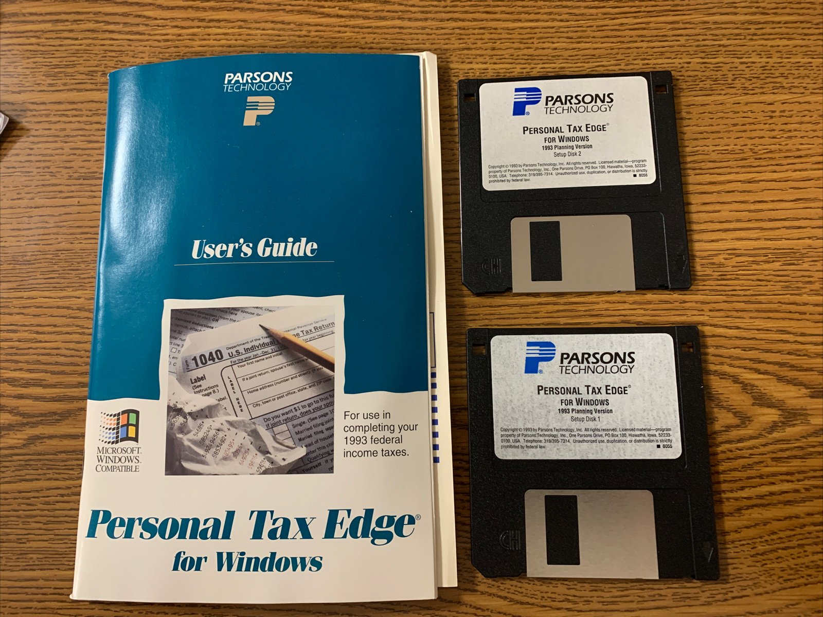 Parsons ® Technology Personal Tax Edge- Windows Disc 1&2--3.5" Floppy 1993-LIL-B