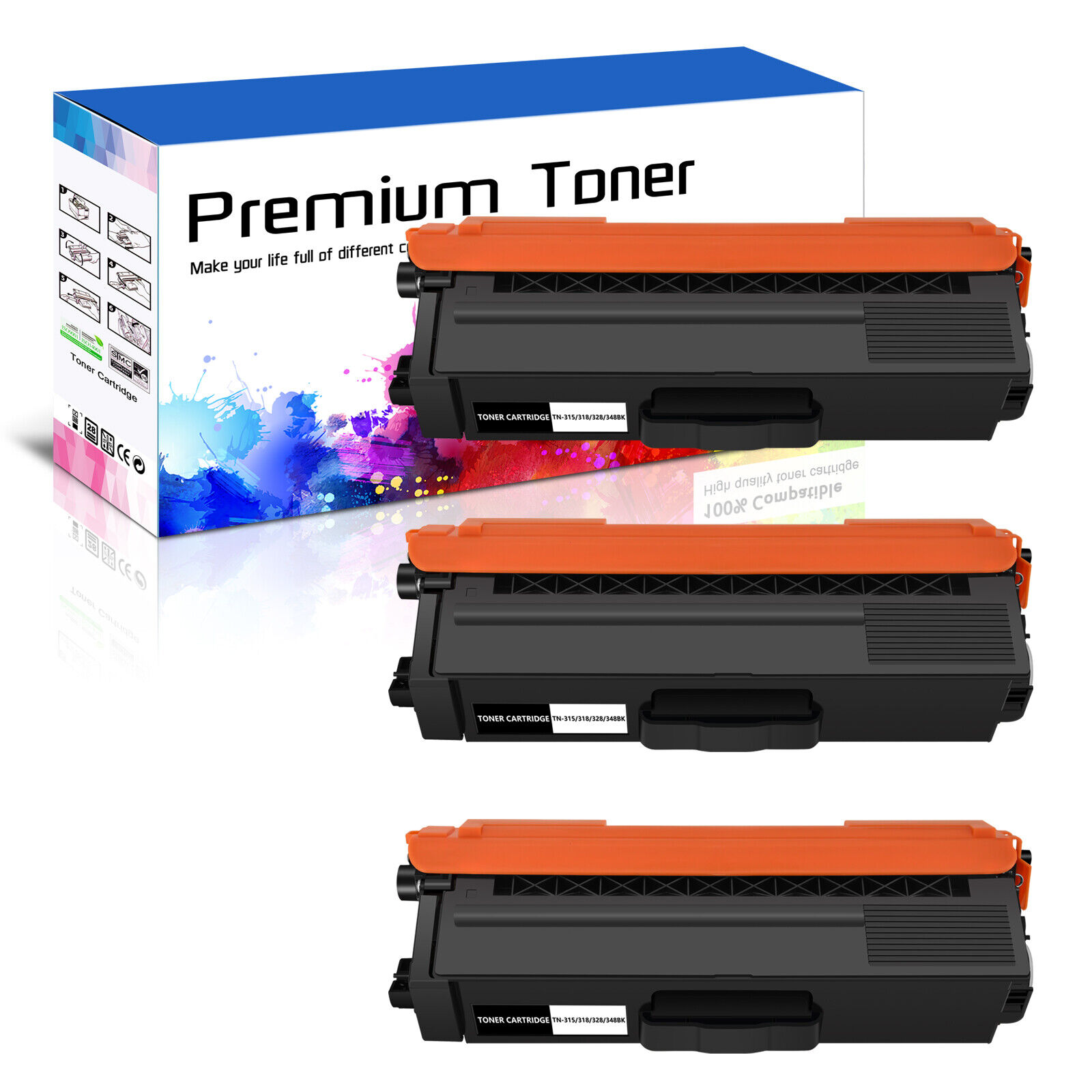 3 X Black Toner Cartridge TN315BK Fit for Brother MFC-9465CDN 9560CDN High Yield
