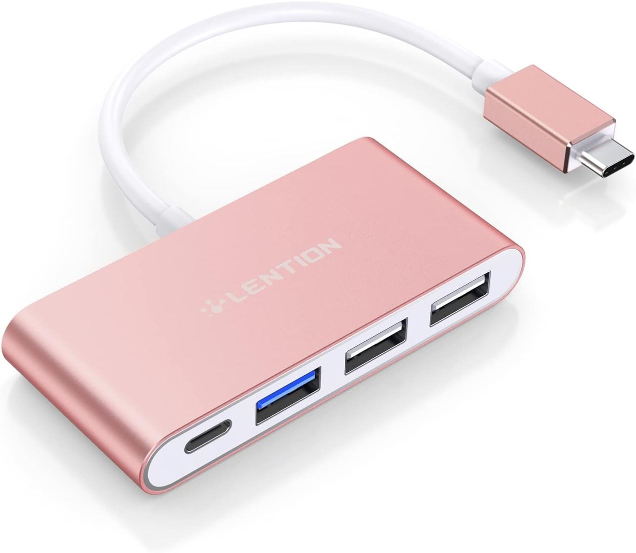Rose Gold USB C Hub 4 Port 100W PD for MacBook iPad