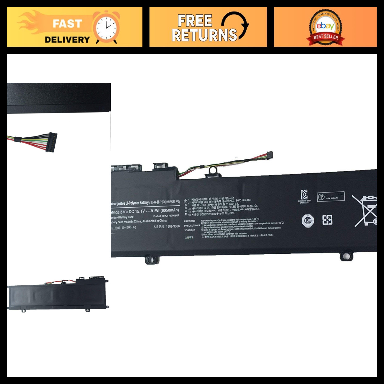High-Capacity Laptop Battery for Samsung ATIV Book 8, 15.1V 91Wh, Compatible Mod