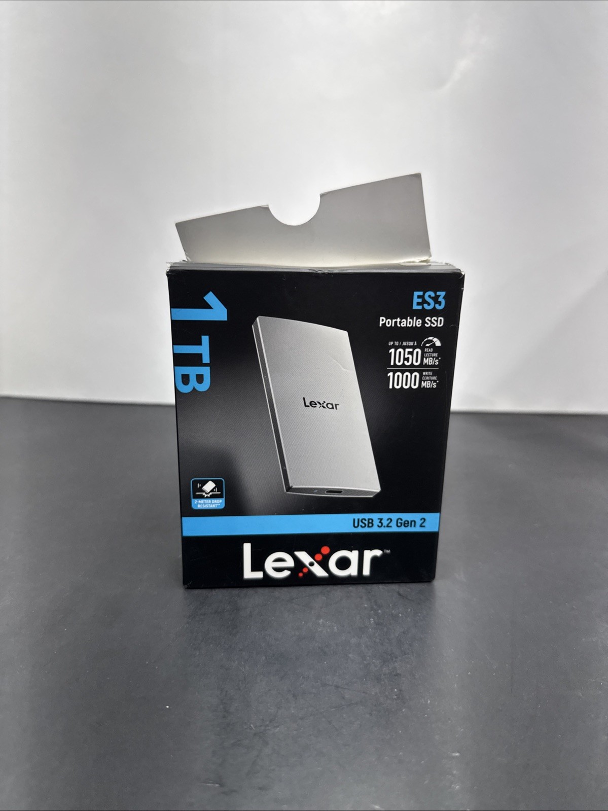 Lexar ES3 1TB Portable External SSD USB 3.2 Gen 2 USB-C 2m Drop Silver